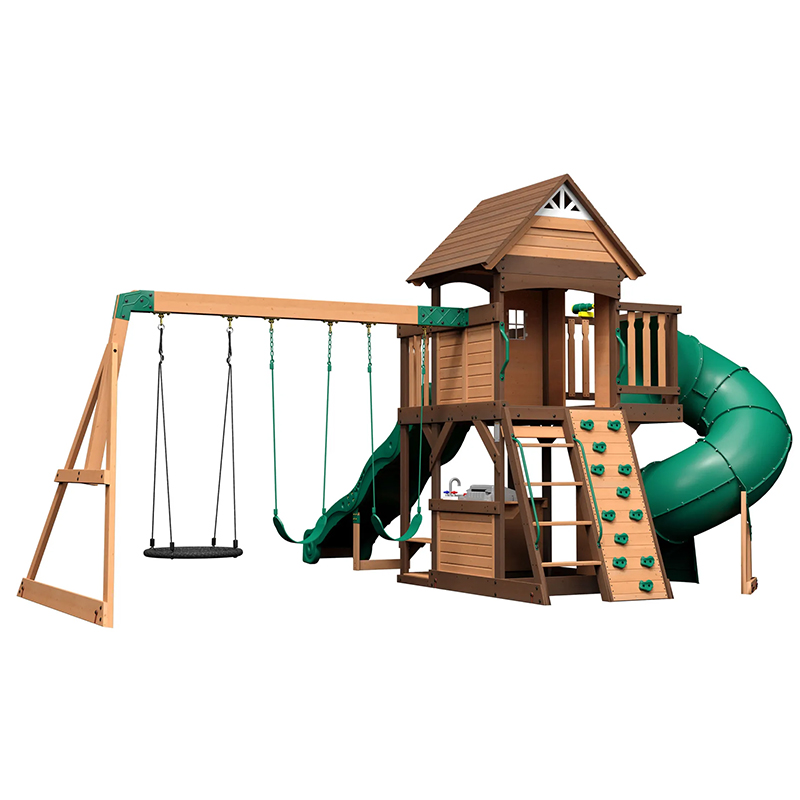 Kids Outdoor Monkey Bars - Деревянный уличный игровой комплекс с качелями,