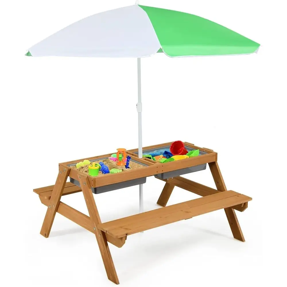 Kids Outdoor Furniture Set - Деревянный столик 4-в-1 для игр с