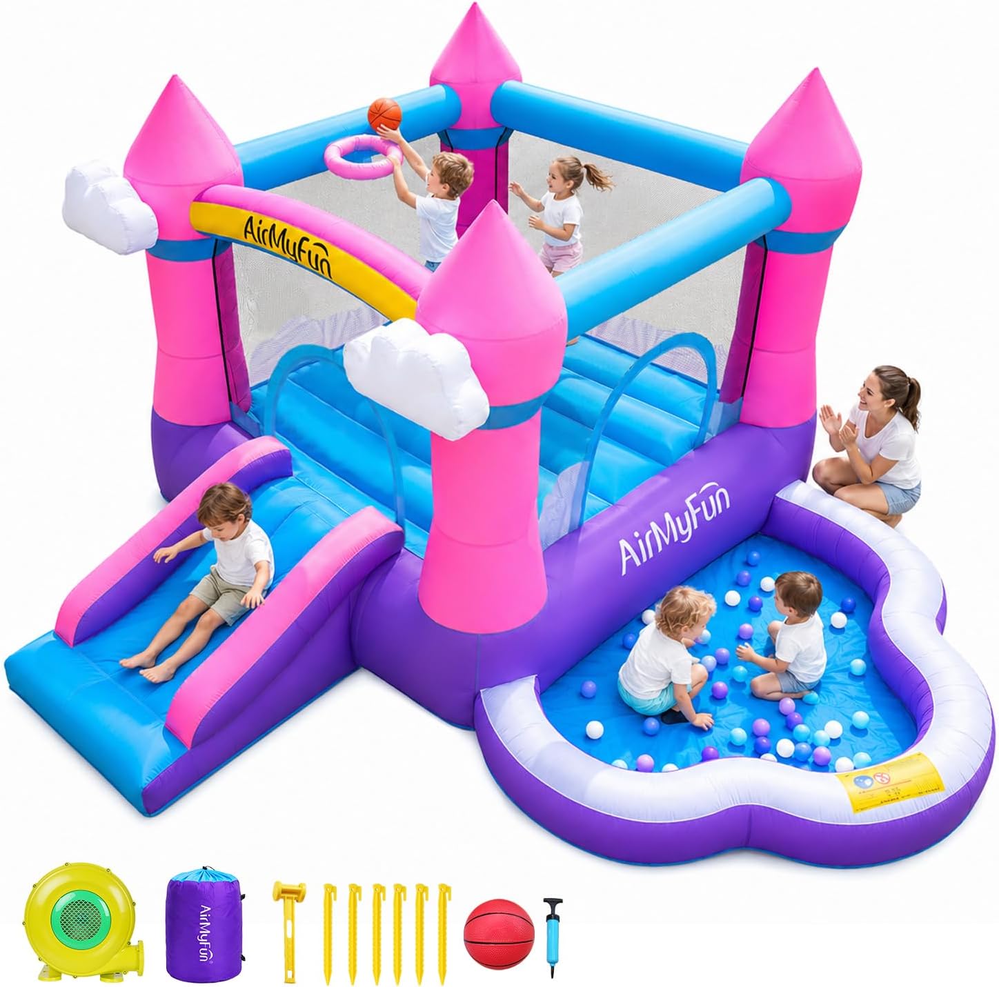 Kids Outdoor Water - Розовый надувной батут для детей 3-8