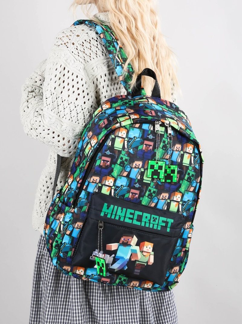 Kids Outdoor Backpack - Рюкзак Minecraft с граффити-принтом, легкий школьный