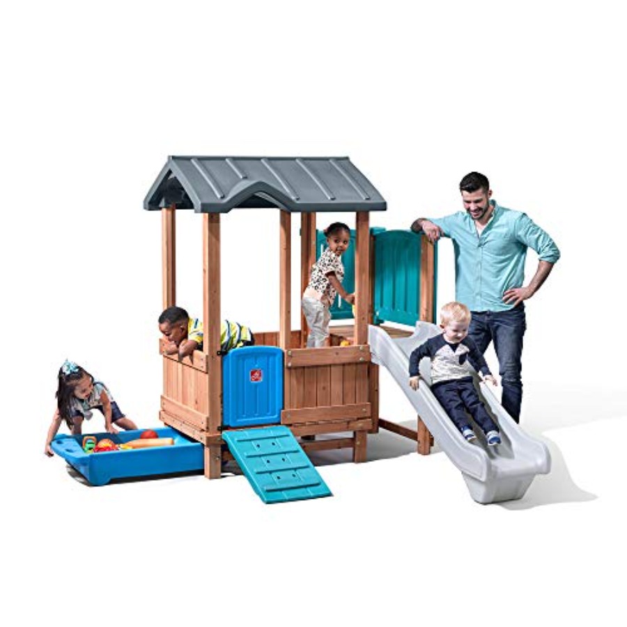 Kids Outdoor Playhouse - Игровой домик и горка Woodland Adventure,