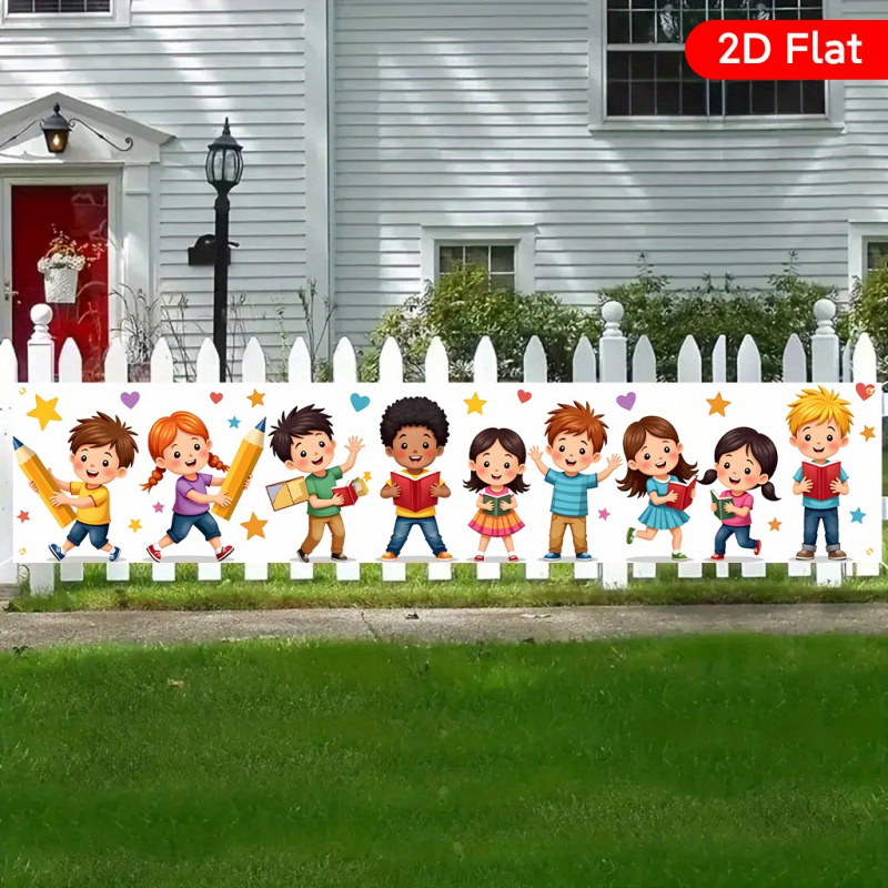 Kids Outdoor Fence - Баннер VIKAMA «Снова в школу» для