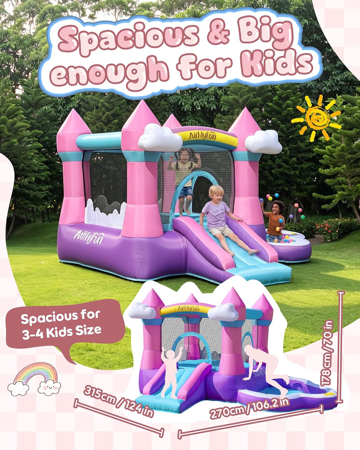 Розовый надувной батут для дет – обзор и цена Kids Outdoor Water